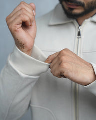 Men's Suede Bomber Jacket with Warm Sherpa Lining