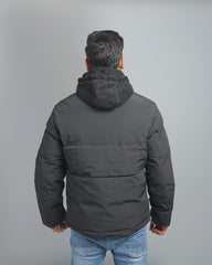 Men's Hooded Puffer Jacket with Fleece Lining