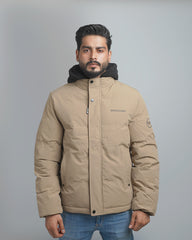 Men's Hooded Puffer Jacket with Fleece Lining