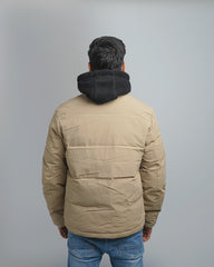 Men's Hooded Puffer Jacket with Fleece Lining