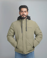 Men's Hooded Puffer Jacket with Fleece Lining
