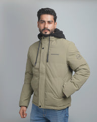 Men's Hooded Puffer Jacket with Fleece Lining