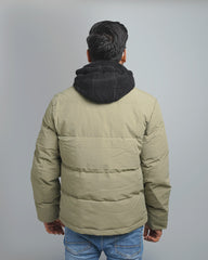 Men's Hooded Puffer Jacket with Fleece Lining