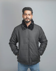 Men's Classic Puffer Jacket with Plush Fur Collar
