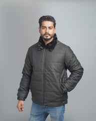 Men's Classic Puffer Jacket with Plush Fur Collar