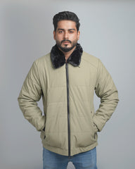 Men's Classic Puffer Jacket with Plush Fur Collar