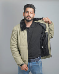Men's Classic Puffer Jacket with Plush Fur Collar