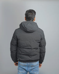 Men's Hooded Puffer Jacket with Patterned Lining