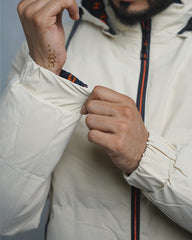 Men's Hooded Puffer Jacket with Patterned Lining