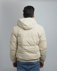 Men's Hooded Puffer Jacket with Patterned Lining