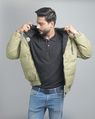 Men's Lightweight Hooded Puffer Jacket with Contrast Lining
