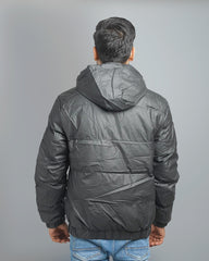 Men's Lightweight Hooded Puffer Jacket with Contrast Lining
