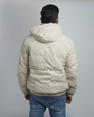 Men's Lightweight Hooded Puffer Jacket with Contrast Lining