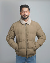 Men's Puffer Bomber Jacket with Sherpa Collar
