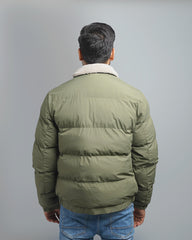 Men's Puffer Bomber Jacket with Sherpa Collar