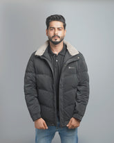 Men's Puffer Jacket with Faux Fur Collar - Insulated Winter Coat