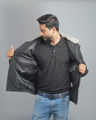 Men's Puffer Jacket with Faux Fur Collar - Insulated Winter Coat