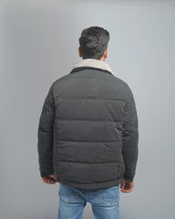 Men's Puffer Jacket with Faux Fur Collar - Insulated Winter Coat