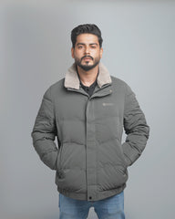 Men's Puffer Jacket with Faux Fur Collar - Insulated Winter Coat
