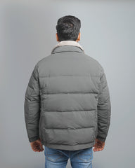 Men's Puffer Jacket with Faux Fur Collar - Insulated Winter Coat