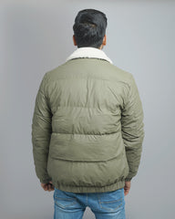 Men's Puffer Bomber Jacket with Sherpa Collar