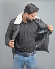 Men's Insulated Puffer Jacket with Plush Shearling Collar