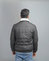 Men's Insulated Puffer Jacket with Plush Shearling Collar