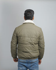 Men's Insulated Puffer Jacket with Plush Shearling Collar