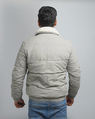 Men's Insulated Puffer Jacket with Plush Shearling Collar