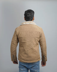 Men's Faux Suede Shearling Lined Jacket - Warm Winter Bomber