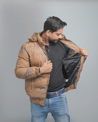 Men's Insulated Puffer Jacket with Hood - Quilted Winter Bomber