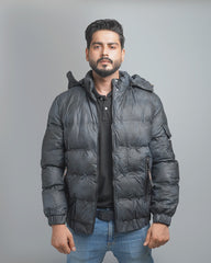 Men's Insulated Puffer Jacket with Hood - Quilted Winter Bomber