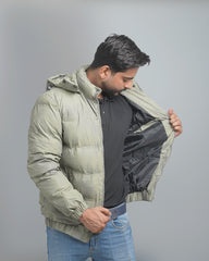 Men's Insulated Puffer Jacket with Hood - Quilted Winter Bomber