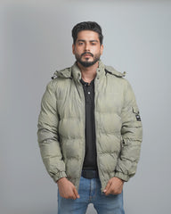 Men's Insulated Puffer Jacket with Hood - Quilted Winter Bomber