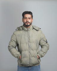 Men's Insulated Puffer Jacket with Hood - Quilted Winter Bomber