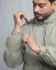 Men's Insulated Puffer Jacket with Hood - Quilted Winter Bomber