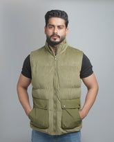 Men's Textured Puffer Vest with Utility Pockets - Insulated Sleeveless Outerwear