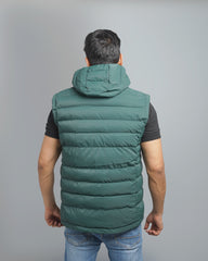 Men's Insulated Puffer Vest with Hood - Quilted Sleeveless Jacket