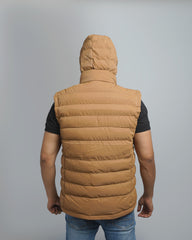 Men's Insulated Puffer Vest with Hood - Quilted Sleeveless Jacket