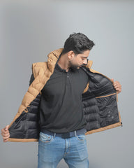 Men's Insulated Puffer Vest with Hood - Quilted Sleeveless Jacket