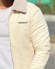 Men's Suede Bomber Jacket with Warm Sherpa Lining