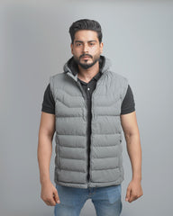Men's Insulated Puffer Vest with Hood - Quilted Sleeveless Jacket