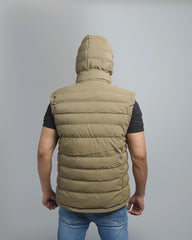 Men's Insulated Puffer Vest with Hood - Quilted Sleeveless Jacket