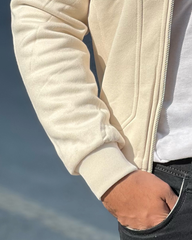 Men's Suede Bomber Jacket with Warm Sherpa Lining