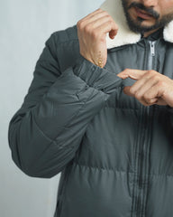 Men's Puffer Bomber Jacket with Sherpa Collar