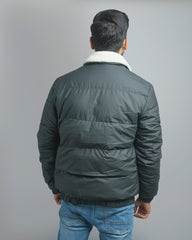 Men's Puffer Bomber Jacket with Sherpa Collar