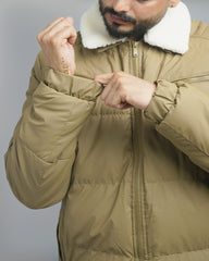 Men's Puffer Bomber Jacket with Sherpa Collar