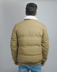 Men's Puffer Bomber Jacket with Sherpa Collar