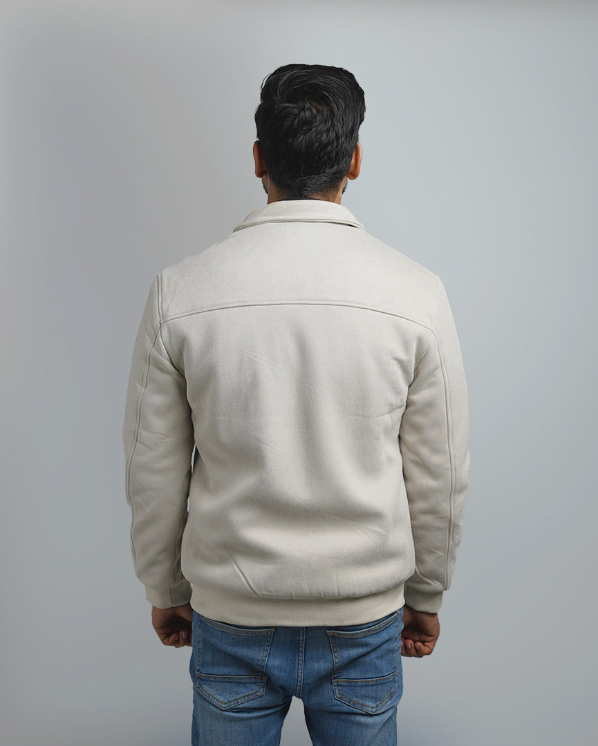 Men's Suede Bomber Jacket with Warm Sherpa Lining