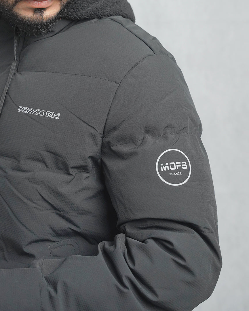 Men's Hooded Puffer Jacket with Fleece Lining